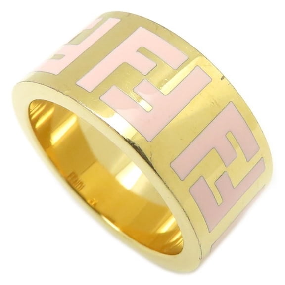 Pre-Owned FENDI FF Logo Forever Ring, Size #M (US 14), Plated x Enamel, Women's / 295592