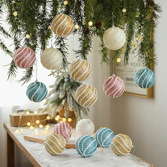 Xuniizn Christmas Ornaments Set - Christmas Balls Christmas Tree Decoration Balls Powder Balls Christmas Hanging 8cm Christmas Decoration Small Pendant 2PC, Blue