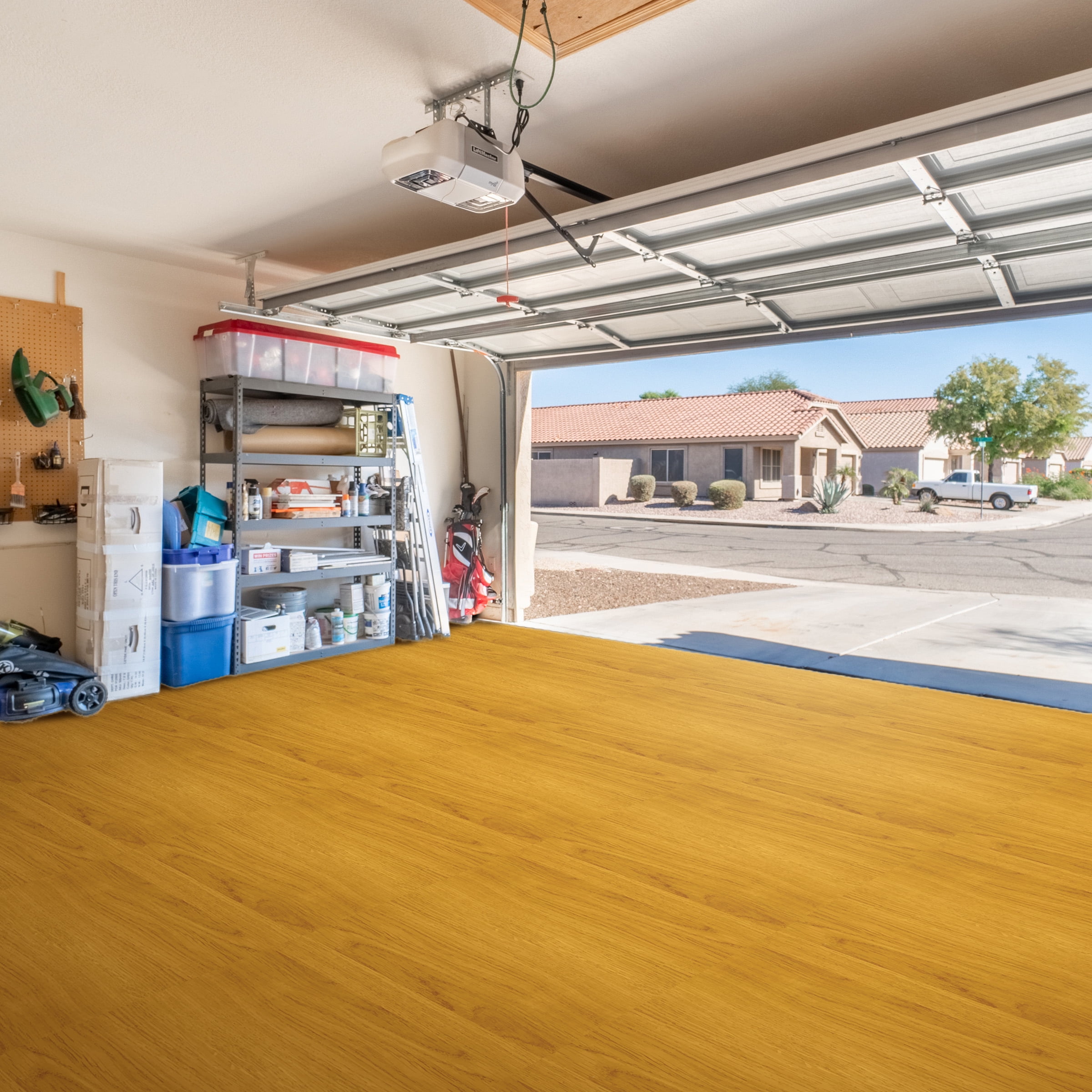 Sorbus Waterproof Wood Grain Foam Floor Tiles, 24 Tiles, 96 Sq Ft, Interlocking, Light Grain