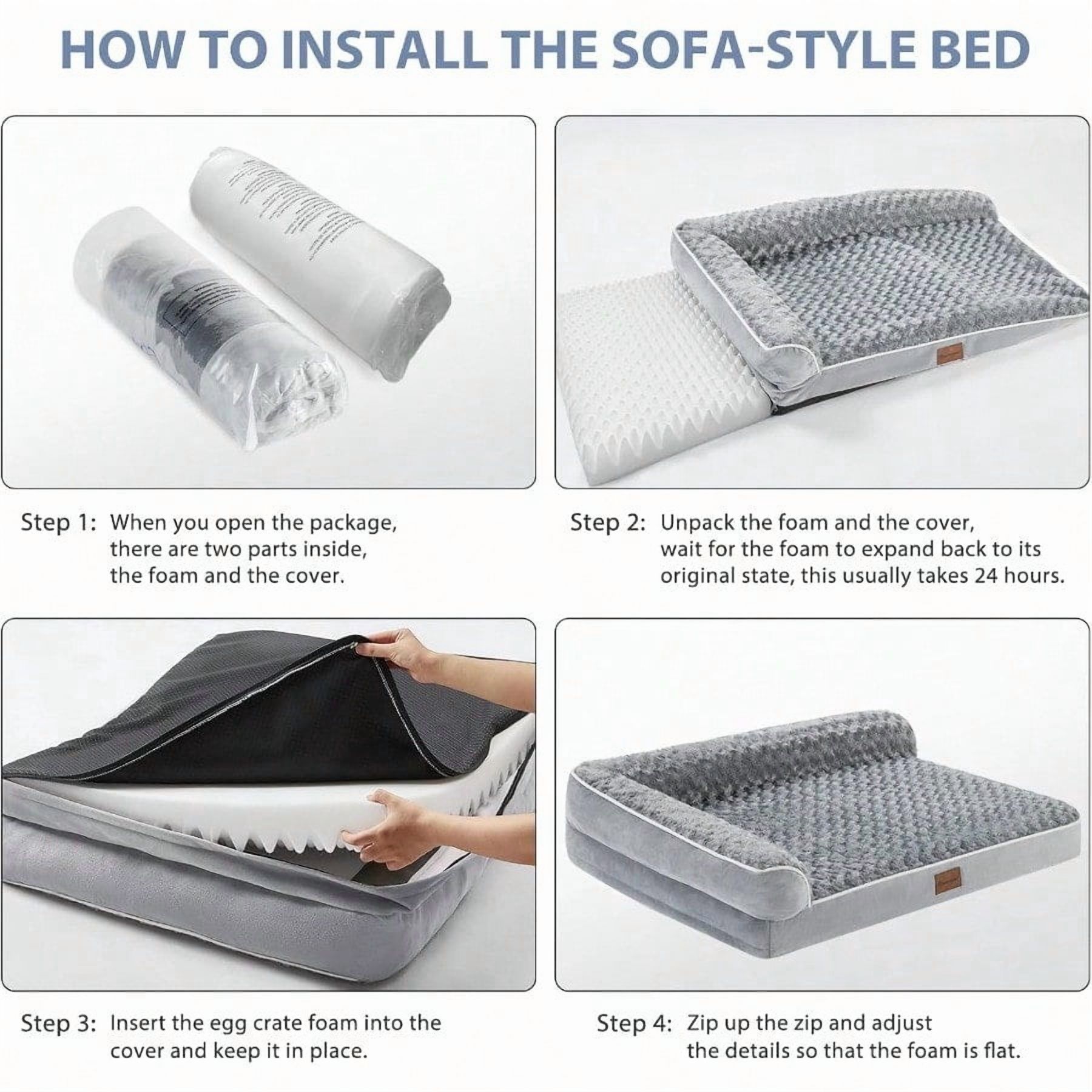 Orthopedic Dog Bed for Large DogsBig Waterproof Sofa Dog Bed with Removable Washable Cover Washable Pet Bed with Waterproof Lining and Noid Bottom Pet Bed for Large Dogs