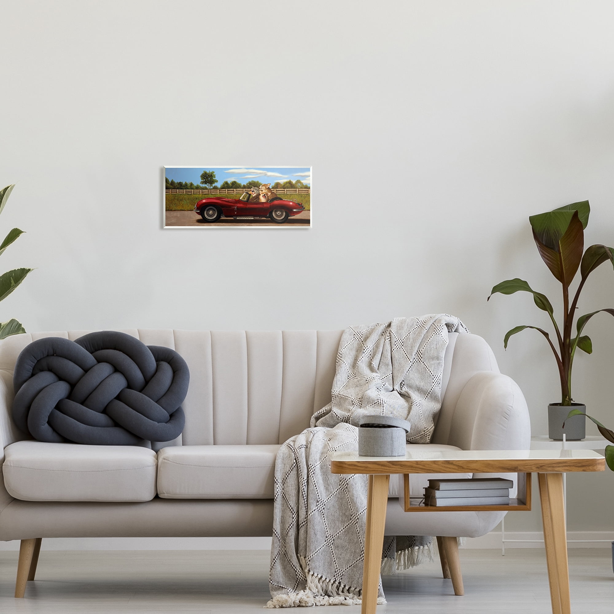 Stupell Industries Animals in Sports Car Animals & Insects Painting Unframed Art Print Wall Art, 17 x 7