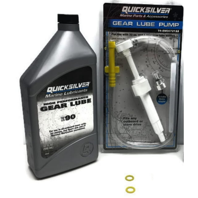 PWC Parts Co Mercury Outboard Inboard I/O All Verado Optimax BlackMax Bravo I II III XR Racing High Perfornance Premium Gear Lube Lower Unit Oil Change Kit w/Pump & Gaskets