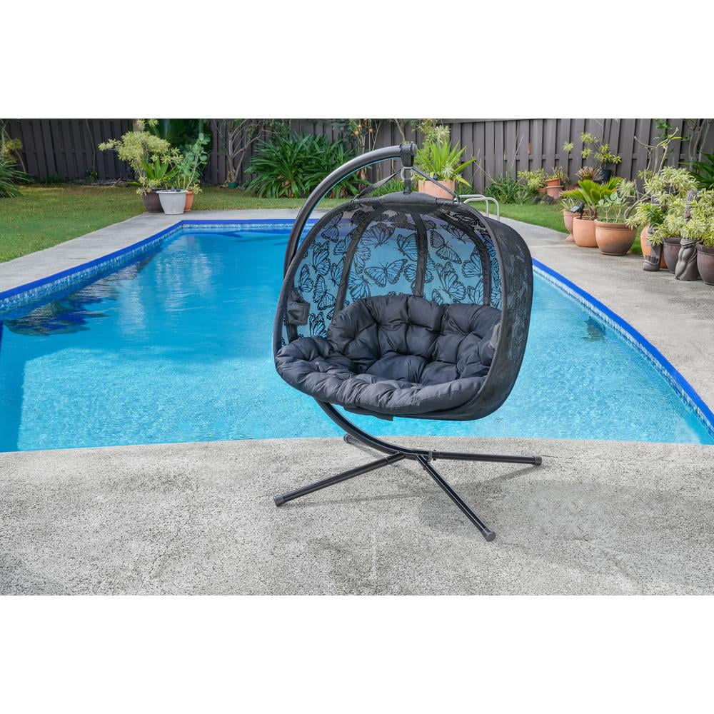 Colgando Hanging Pumpkin Loveseat Chair Cross Weave Seating Black Walmart