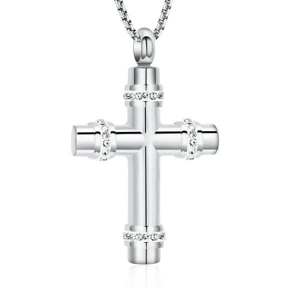Cross Urn Necklaces for Ashes for Women Men Crystal Cross Cremation Jewelry Memorial Locket Pendant Necklace Keepsake Cross Urn Pendant for Ashes Holder Jewellery