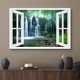 thumbnail image 2 of wall26 Canvas Print Wall Art Window View Rustic Waterfall Cascade River Forest Wilderness Nature Photography Realism Scenic Landscape Colorful Multicolor for Living Room, Bedroom, Office - 12"x1, 2 of 5