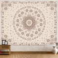 thumbnail image 4 of Boho Floral Mandala Tapestry Wall Hanging Bohemian Flower Medallion Tapestry Aesthetic Beige Brown Hippie Indian Small Tapestries for Bedroom Living Room Dorm Decor, 4 of 7