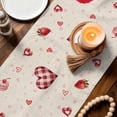 thumbnail image 3 of Valentine's Day Table Runner - 72 Inch Long Gnomes Loves Roses Romantic Plaid Beige Cotton and Linen Blended Dress Scarves Farmhouse Table Runner for Kitchen Dining, Coffee Table, 13" x 72", 3 of 8