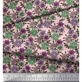 thumbnail image 3 of Soimoi Satin Silk Fabric Leaves & Floral Block Printed Craft Fabric by The Yard 42 Inch Wide, 3 of 3