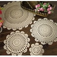 thumbnail image 2 of Fennco Styles Handmade Medallion Crochet Lace Round Cotton Placemat Doilies - 4 Pack (12-inch, Beige), 2 of 2