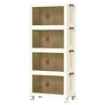 thumbnail image 1 of 4 Tier Stackable Storage Shelf with Clear Drawers - Folding Organizer with Wheels for Closet, Kitchen, Bathroom, Bedroom, Tool-Free Assembly, 1 of 9