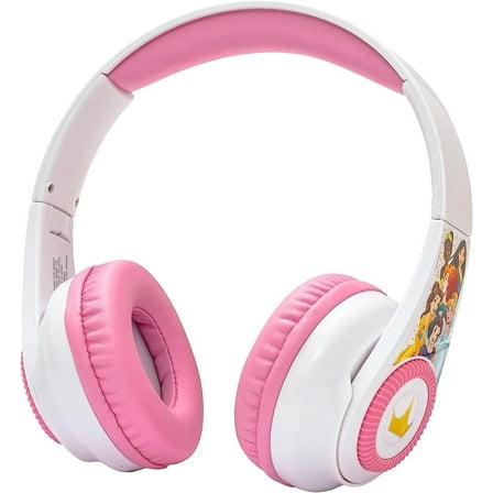 eKids Disney Princess Bluetooth Headphones with EZ Link , Wireless Headphones with Microphone and Audio Cable, Kids Headphones for School, Home, or Travel
