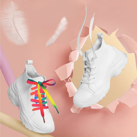 SEWCHICS 10Pairs Eye Catching Gradient Color Shoe Laces Flat and Round for Everyday Shoe Accessories