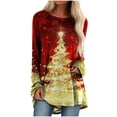thumbnail image 1 of CEHVOM Chemises Décontractées à Manches Longues pour Femmes Chandail Tunique Ample Hauts Imprimé de Noël Blouse à Col Rond, 1 of 5