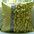 thumbnail image 3 of Pillow Cases, Pillowcase&nbsp;With Zipper, Decorative Pillow Cover 24x24 inch (60x60 cm) Green, Satin Throw Pillow Cover, Handmade Pillow Cover, Contemporary, Solid - Diamonds & Ruffles, 3 of 4