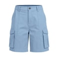 thumbnail image 4 of Utoimkio Women's Mid Length Cargo Shorts Classic Button Zip Fly Multi Flap Side Pockets Straight Casual Utility Bottoms, 4 of 9