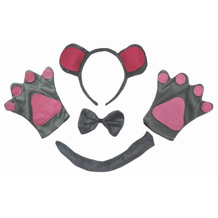 Petitebelle Raccoon Headband Bowtie Tail Glove 4pc Costume (Gray 1-4 Years)