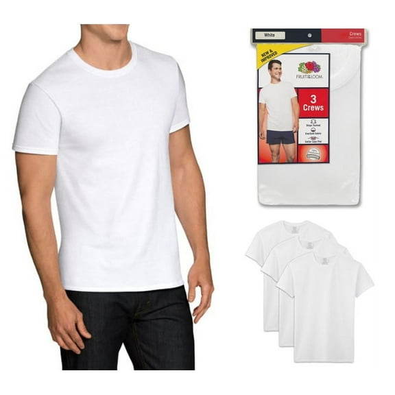 Men's Dual Defense White Crew T-Shirts, 3 Pack