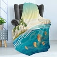 thumbnail image 4 of Tropical Soft Flannel Fleece Blanket, Jellyfish in the Ocean by Palm Tree Island Exotic Cloudy Seascape Season Scenery, Cozy Plush for Indoor and Outdoor Use, 50" x 60", Multicolor, by Ambesonne, 4 of 5