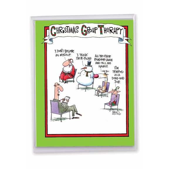 1 Big Funny Holiday Christmas Card with Envelope (8.5 x 11 Inch) - Group Therapy Merry Christmas J5799XSG-US