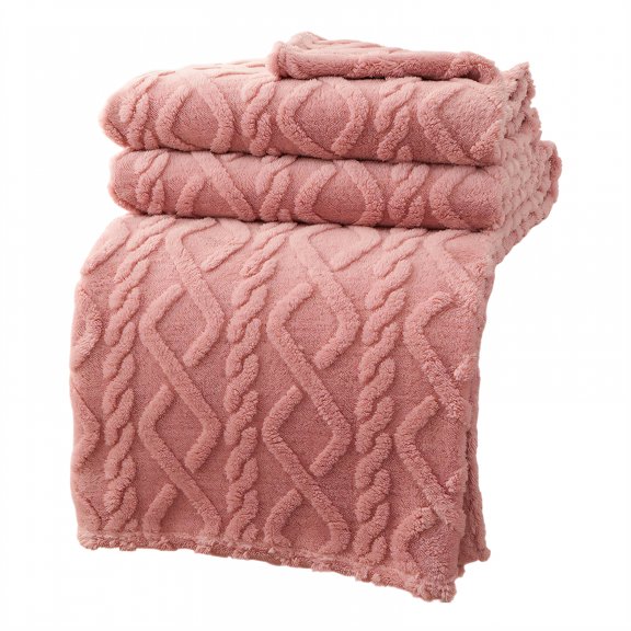 AUQ Throw Blanket,Refined Sewing Details Warm Blanket,Plush Nap Design Soft Throw Blanket,Pink,120*200cm