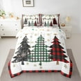 thumbnail image 3 of Manfei Buffalo Xmas Tree 7 Pieces Bedding Comforter Set, Vintage Cartoon Christmas Style Full Bedding Set, Teens Kids Boys Girls Reversible Fitted Sheet Flat Sheet, Luxury Bedroom Decor, 3 of 8