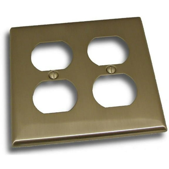 Double Receptacle Outlet Switch Plate, Satin Nickel