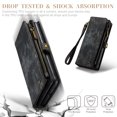 thumbnail image 4 of For Samsung Galaxy S21 Wallet Case,Multi-Functional Retro Leather Purse Flip Cover Zipper Wallet Case with Removable Card Slots Pocket & Detachable Wrist Strap Magnetic Phone Case, Black, 4 of 9