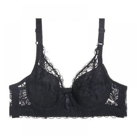 

Women s V Neck Floral Lace Push Up Underwire Bra