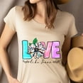 thumbnail image 4 of Love Like Jesus Christian Floral Pastel Graphic T-Shirt, Navy, Size 2XL, 4 of 6