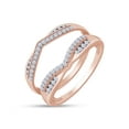 thumbnail image 3 of AFFY 0.33CT Moissanite Diamond Enhancer Guard Double Chevron Ring for Women 14K Rose Gold over Silver-5.5, 3 of 6