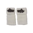 thumbnail image 1 of Poignets de Bottes d'Hiver pour Femmes avec Pièce Florale - Blanc, 1 of 2