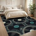 thumbnail image 3 of ODIKA 8'x10' Washable Area Rug Vinyl Music Retro Dj Turntable Border Player Cassette Record Vintage Refined for Living Room, Under Sectional, Family , Durable, Non-Slip, 3 of 7