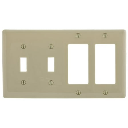 Hubbell NP2262I Ivory 4Gang Decorator/Rocker Toggle Switch Unbreakable Wallplate