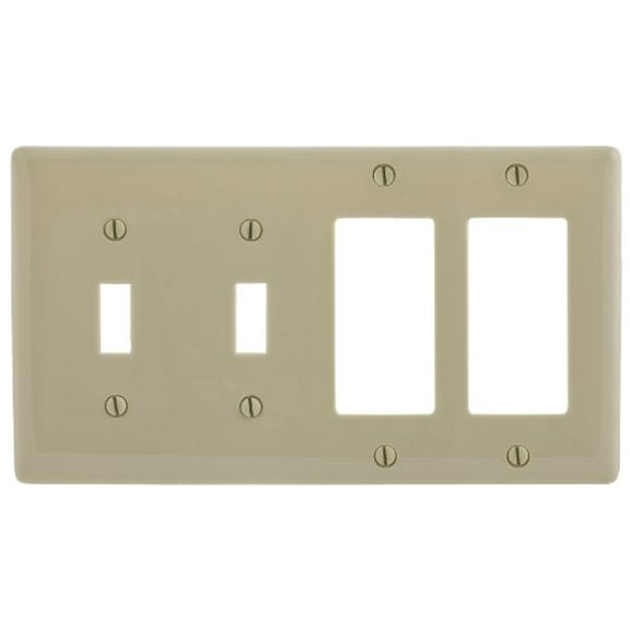 Hubbell NP2262I Ivory 4Gang Decorator/Rocker Toggle Switch Unbreakable Wallplate