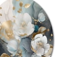 thumbnail image 3 of Designart "Marble Gold Floral Impressions Blue II" Floral Metal Round Wall Art, 3 of 5