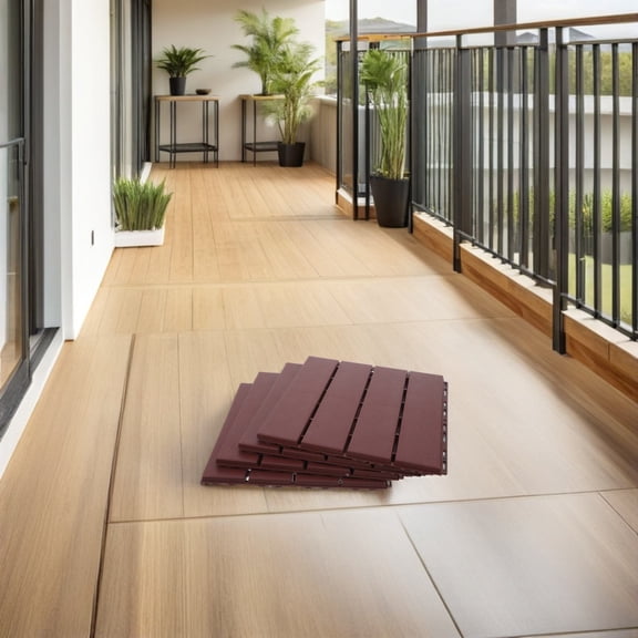 AURARMLET Plastic Outdoor Deck Tiles for Balcony Flooring, Easy to Install, and Wear Resistant Patio Decking