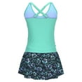 thumbnail image 4 of Traje de baño de 2 piezas para mujer, trajes de baño para mujer, traje de baño conservador de cintura alta con escote en V y estampado, conjunto dividido para mujer, 4 of 6