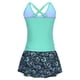 thumbnail image 4 of Trajes de baño tankini para mujer Traje de baño conservador con fruncido estampado y cuello en V de cintura alta para mujer Conjunto dividido Traje de baño de dos piezas para mujer, 4 of 6