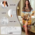 thumbnail image 6 of Yuyamidu Highland Cow Womens Robes Aztec 3/4 Sleeve Loungewear for Ladies Sunflower Robe for Women Loose Bathrobe Soft Sleepwear Size 2XL, Brown Night Gown for Sleep Spa, 6 of 7