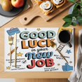 thumbnail image 2 of Funny Words Placemats Set of 12, Cartoon Orange Blue Luck Placemats for Dining Table, Place Mats for Kitchen Tabletop, Waterproof Wipeable Dining Table Mats Set, 2 of 9