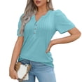 thumbnail image 6 of Womens Shirts Blouse Womens T Shirts Short Sleeve Pleated Casual V Neck Summer Blouses Tops, 6 of 8