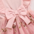 thumbnail image 5 of ZEHJUHAN Toddler Girl's Ruffle Sleeve Bow Princess Dress Sleeveless Round Neck 3D Floral Embroidery Mesh Party Dresses Pink，4Y, 5 of 7