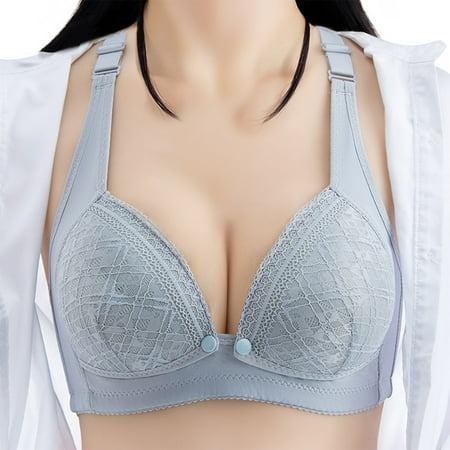 TrendVibe365 Breastfeeding Bra Womens Breastfeeding No Wire Push up Bralette Padded Button Front Adjustable Strap Corset Top Full Coverage Crop Cami Top Comfortable Lingerie Gray 40