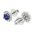 thumbnail image 2 of 14K Solid Gold Screw Back Stud Earrings for Women | 0.8808 cttw Round Cut Simulated Tanzanite | White Gold, 2 of 5