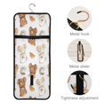 thumbnail image 4 of 3-Piece Travel Toiletry Bag Set, Hanging Wash Bag with Makeup Bag & Brush Case,Waterproof Cosmetic Organizer for Travel, Gym & Home Bear Pattern with Coffee, 4 of 10