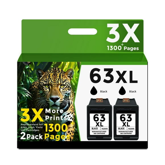 63XL Black Ink Cartridge Replacement for HP 63 XL 63XL BK Ink Work with 3830 4650 4652 4655 5200 5252 5255 5258 4520 4512 1112 2132 3630 3632 Printers ï¼