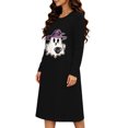 thumbnail image 6 of Taqqpue Womens Halloween Cotton Nightgown Long Sleeves Round Neck Sleepshirt Print Nightshirt Casual Plus Size Knee Length Sleep Dress Pullover Halloween Pumpkin Printed Sleep Shirt for Women, 6 of 6