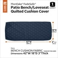 thumbnail image 4 of Classic Accessories Montlake FadeSafe Water-Resistant Patio Bench/Settee Quilted Cushion Cover, 42 x 18 x 3 inch, Navy, 4 of 14