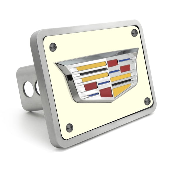 iPick Image for Cadillac 3D Crest Logo Glow in the Dark Luminescent Billet Aluminum 2 inch Tow Hitch Cover, Official Licensed