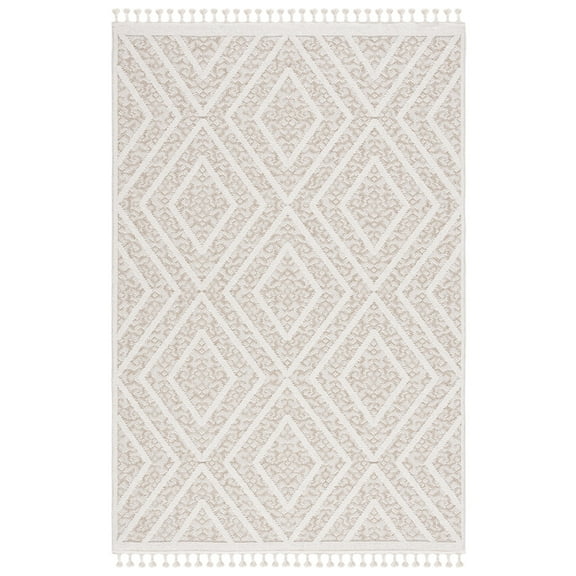 SAFAVIEH Global Dahila Diamond Indoor/Outdoor Area Rug, Light Beige/Brown, 8' x 10'